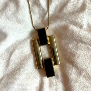 Black and gold deco statement necklace